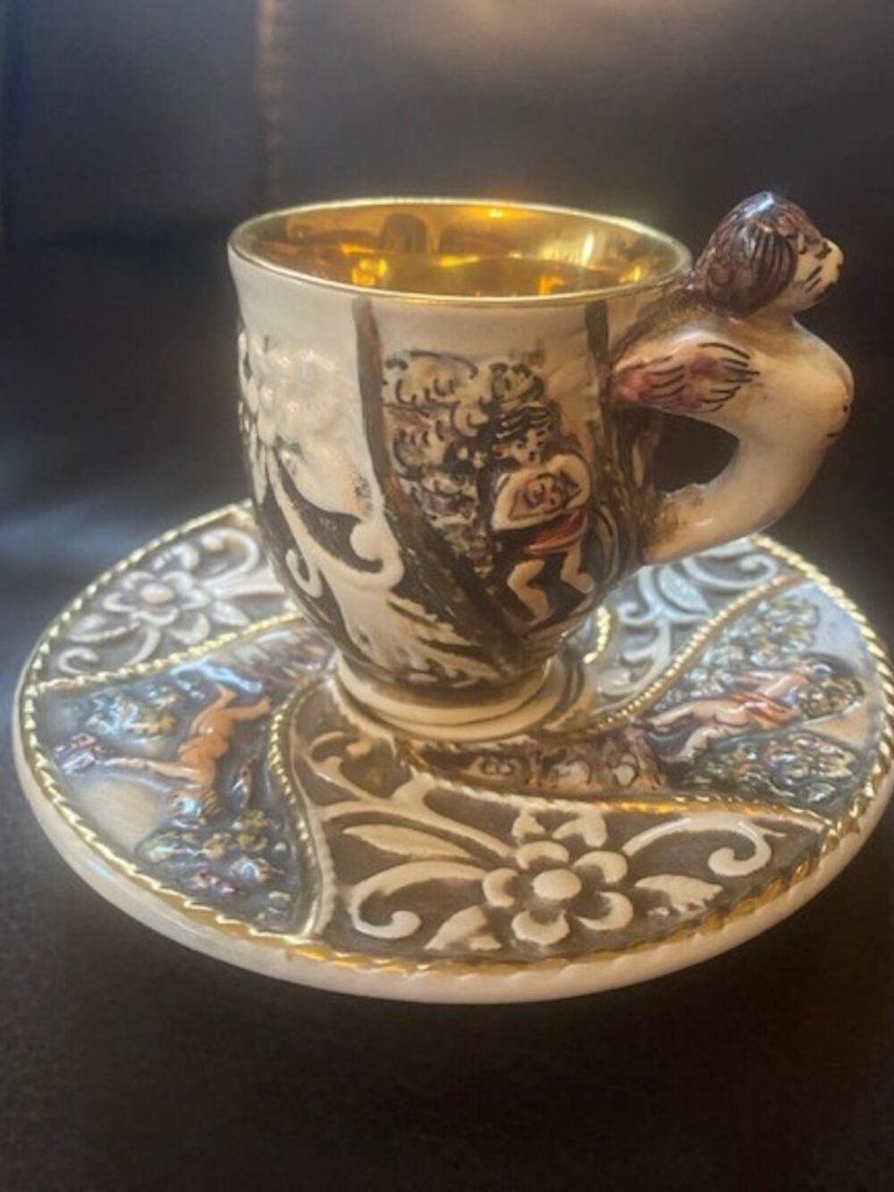 Vintage Antique Capodimonte Tea Cup & Saucer